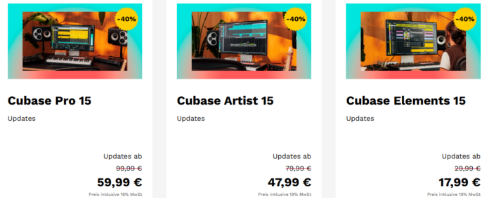 Cubase 15 Rabatte Angebote Quelle: Steinberg